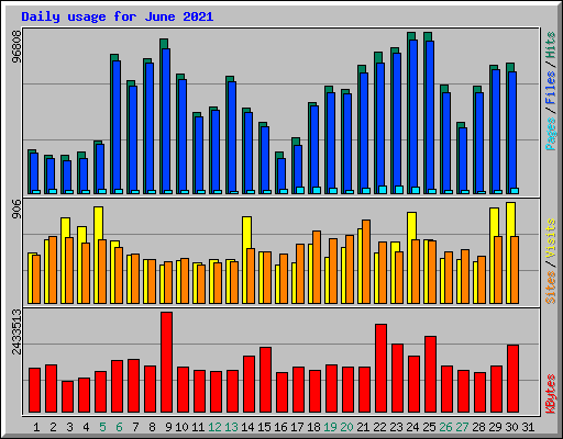 Daily usage for June 2021