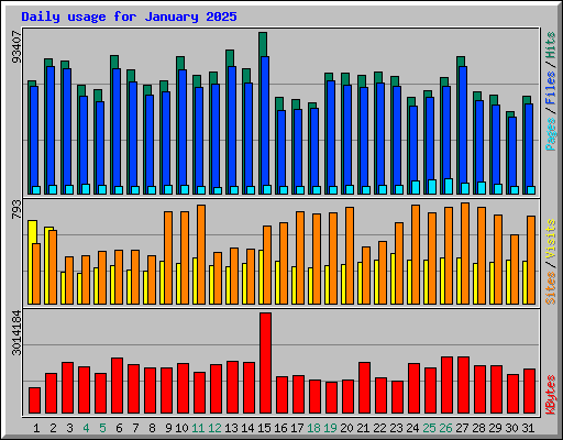 Daily usage for January 2025